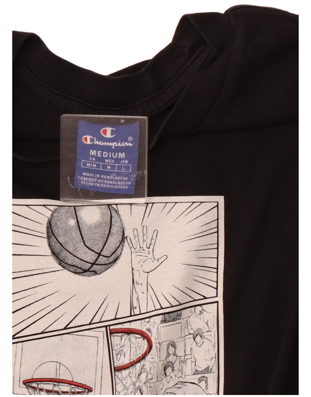 CHAMPION Mens Graphic T-Shirt Top Medium Black