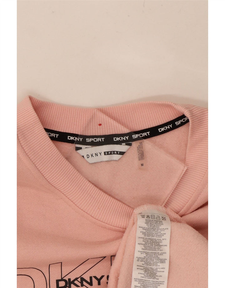 DKNY Womens Graphic Oversized Sweatshirt Jumper UK 14 Medium Pink Cotton Vintage Dkny and Second-Hand Dkny from Messina Hembry 