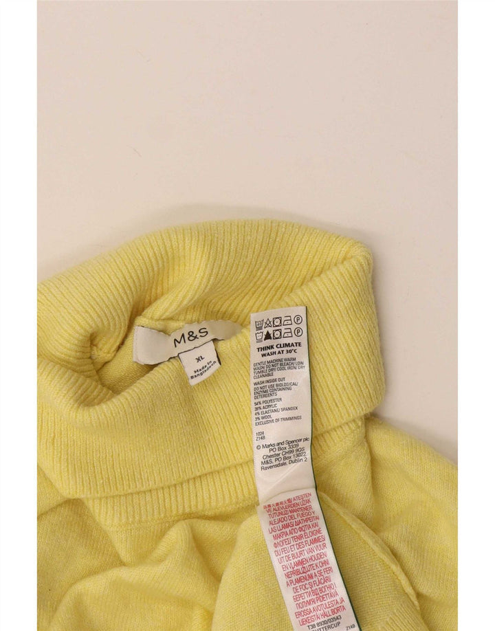 Marks & Spencer Womens Roll Neck Jumper Sweater UK 18 XL Yellow Polyester