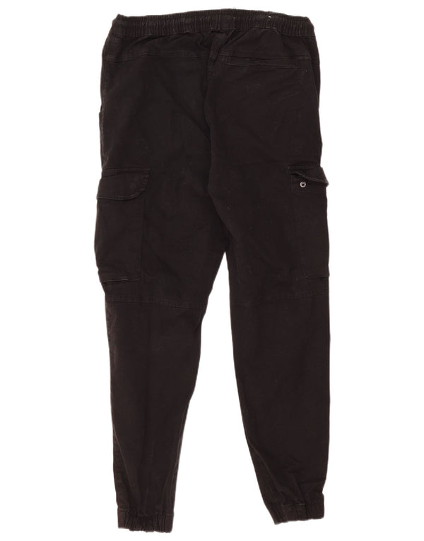 Zara Mens Joggers Cargo Trousers Medium W30 L27 Black Cotton