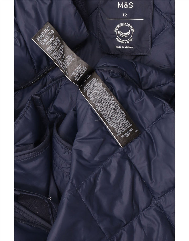 Marks & Spencer Womens Quilted Padded Jacket UK 12 Medium Navy Blue