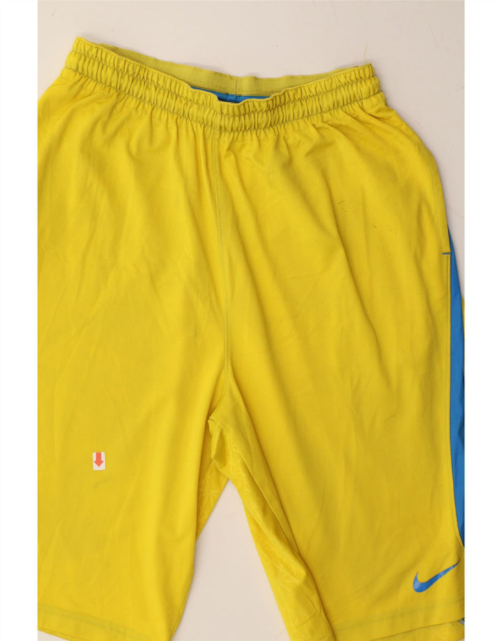 NIKE Mens Dri Fit Sport Shorts Medium Yellow Colourblock Polyester Vintage Nike and Second-Hand Nike from Messina Hembry 