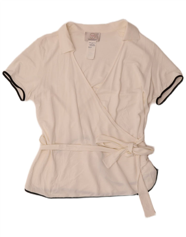 MARINA RINALDI Womens Wrap Short Sleeve Shirt Blouse UK 14 Medium White
