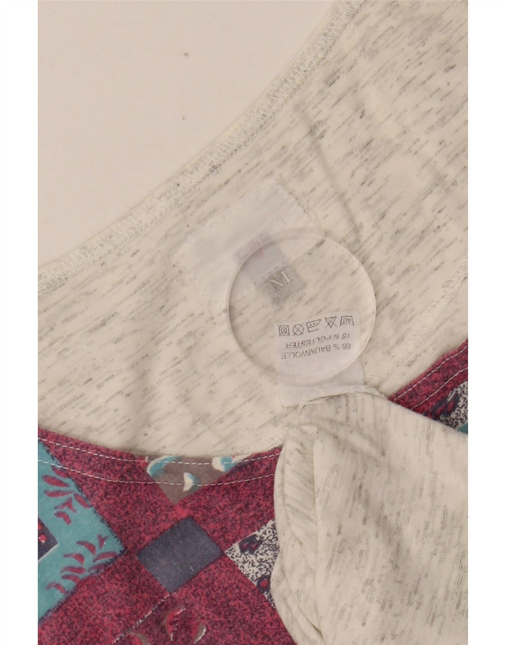 TAKE FIVE Mens Graphic Vest Top Medium Grey Colourblock Cotton