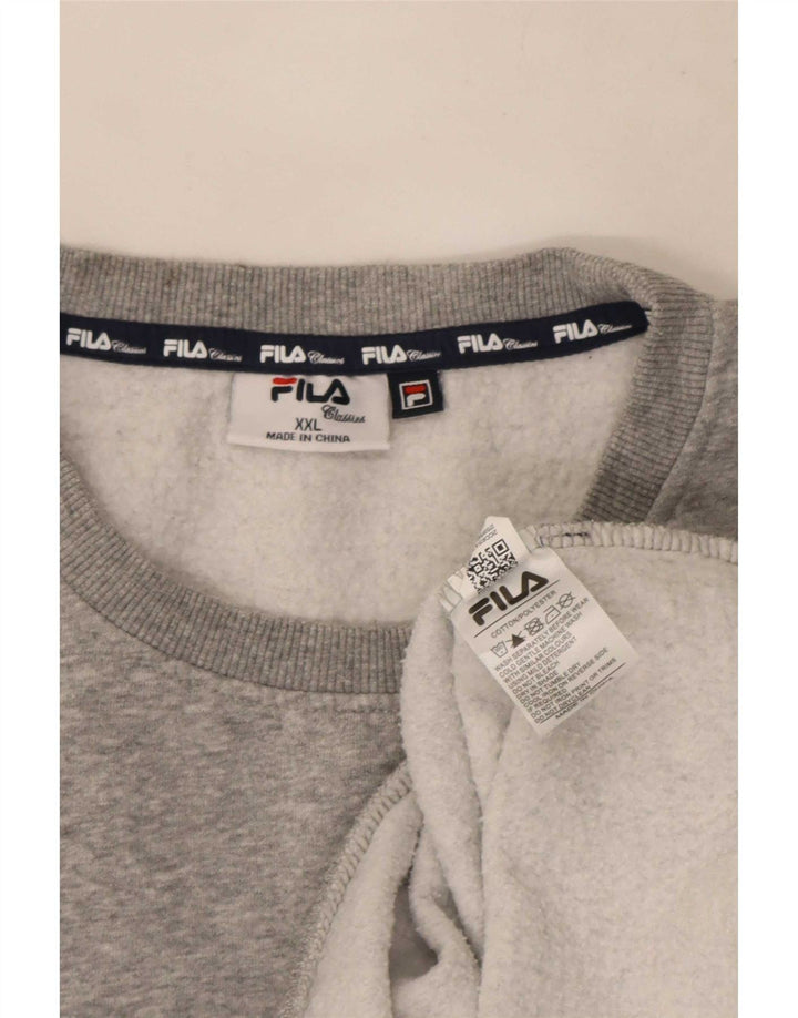 Fila Mens Sweatshirt Jumper 2XL Grey Flecked Cotton