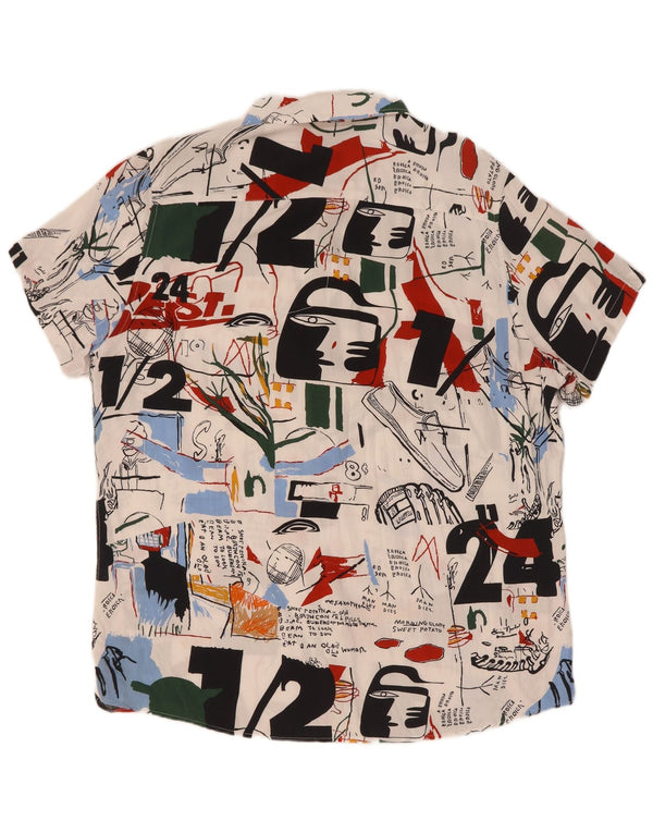 Vintage Mens Abstract Pattern Short Sleeve Shirt XL Multicoloured Viscose