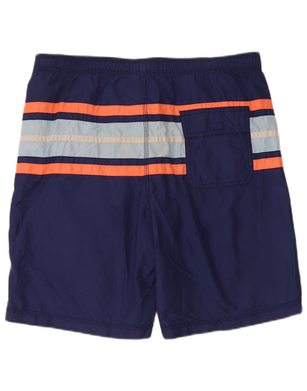 IZOD Mens Swimming Shorts Small  Navy Blue Striped Polyester