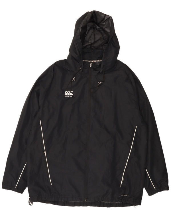 Canterbury Mens Hooded Rain Jacket UK 46 3XL Black Polyester