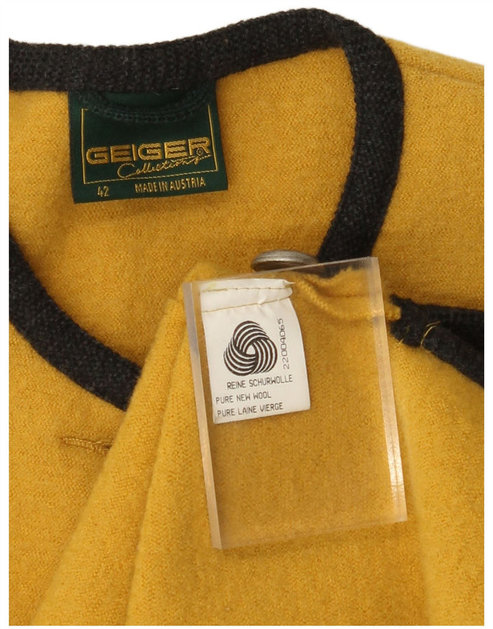 GEIGER Womens Cardigan Sweater EU 42 Large Yellow New Wool