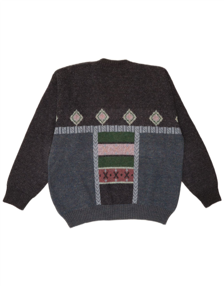 South Coast Mens V-Neck Jumper Sweater Large Multicoloured Geometric