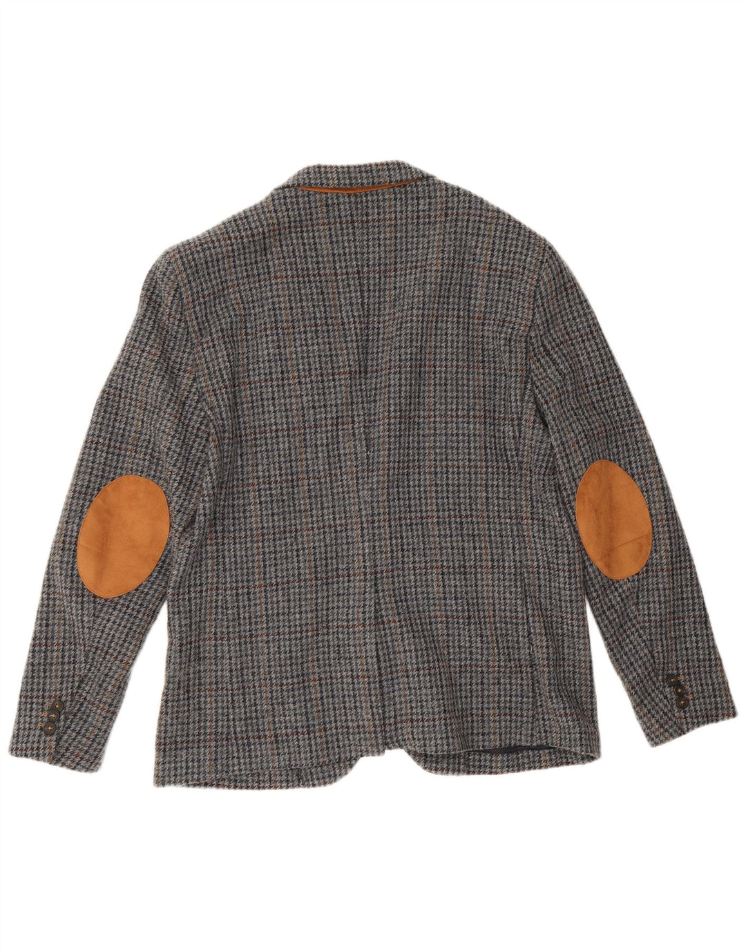 Zara Mens 2 Button Blazer Jacket EU 56 XL Grey Houndstooth Polyester