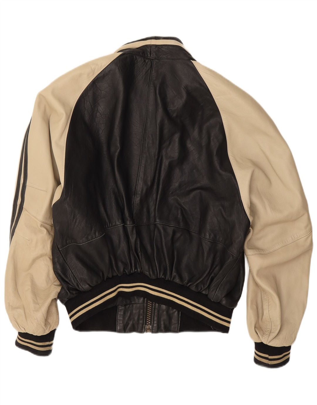 Vintage Mens Leather Jacket UK 38 Medium Black Colourblock Lambskin