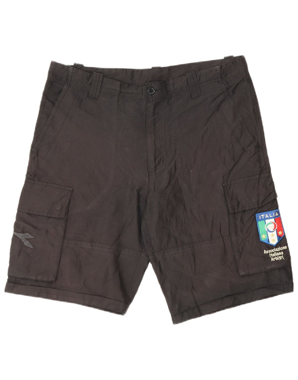 DIADORA Mens Italia Cargo Shorts Small W32 Black Polyester