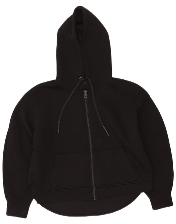 Zara Womens Oversized Zip Hoodie Sweater UK 10 Small Black Polyester