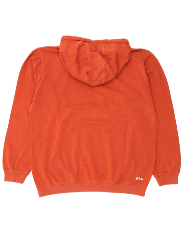 FILA Mens Graphic Hoodie Jumper XL Orange Cotton