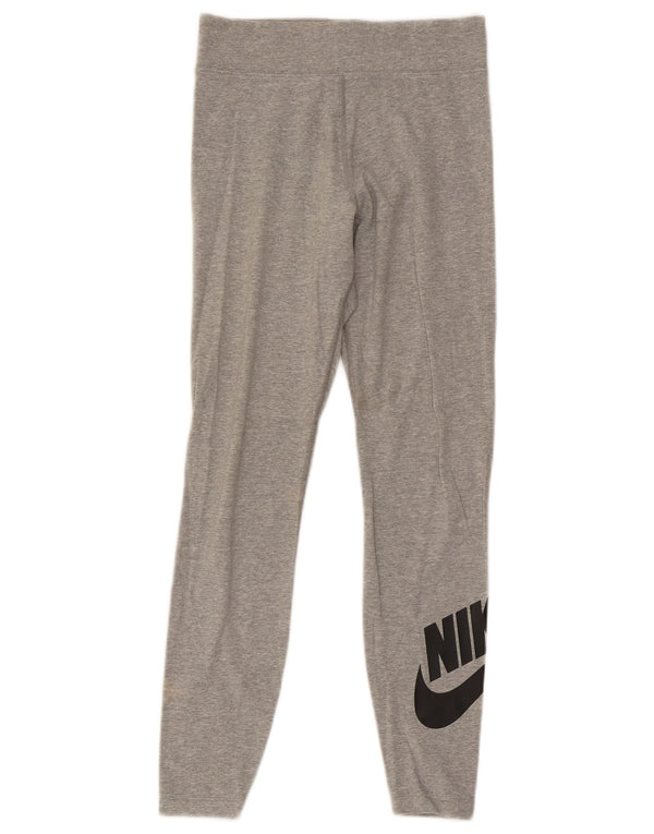 Nike Womens Graphic Leggings UK 8 Small Grey Cotton