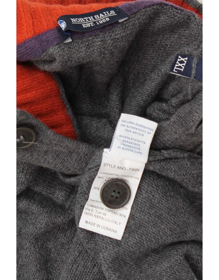 North Sails Mens Button Neck Jumper Sweater 2XL Grey Wool