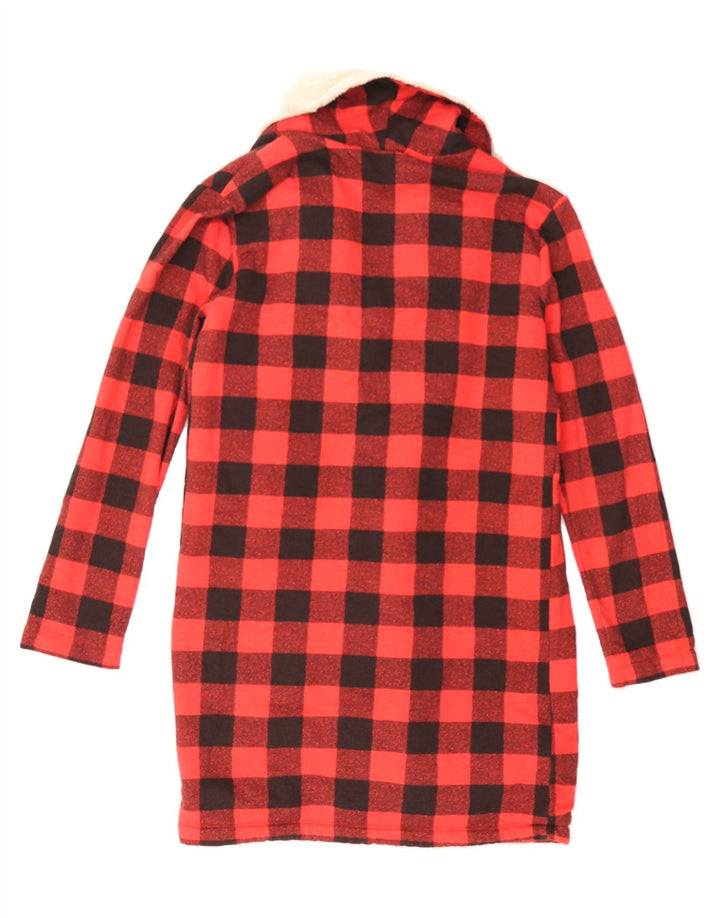 EDDIE BAUER Womens Sherpa Overcoat UK 10 Small Red Check Cotton Vintage Eddie Bauer and Second-Hand Eddie Bauer from Messina Hembry 
