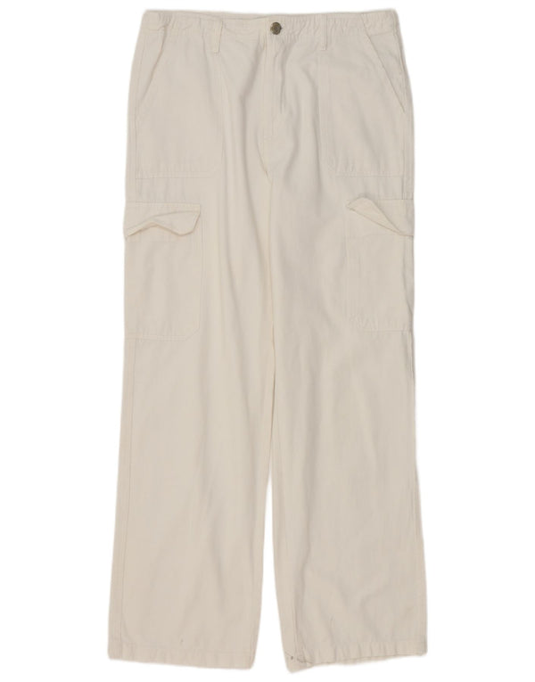 Zara Womens Straight Cargo Trousers EU 42 Large W32 L32 White