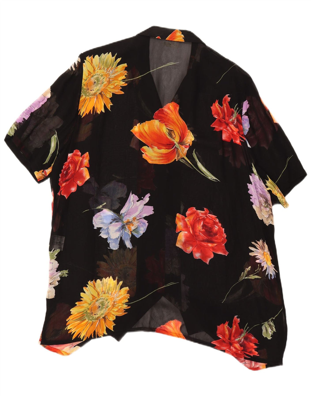 SOMMERMANN Womens See Through Shirt Blouse UK 24 4XL Black Floral