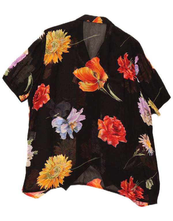 SOMMERMANN Womens See Through Shirt Blouse UK 24 4XL Black Floral