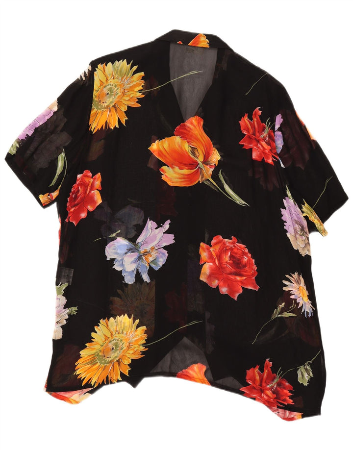 SOMMERMANN Womens See Through Shirt Blouse UK 24 4XL Black Floral