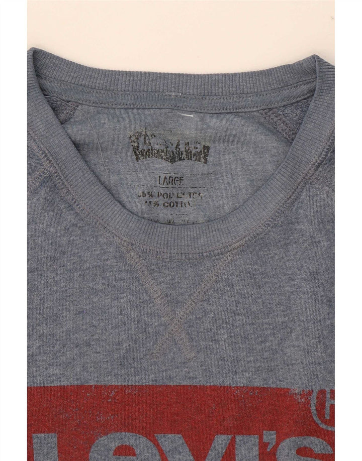 Levi's Mens Graphic Sweatshirt Jumper Large Blue Polyester