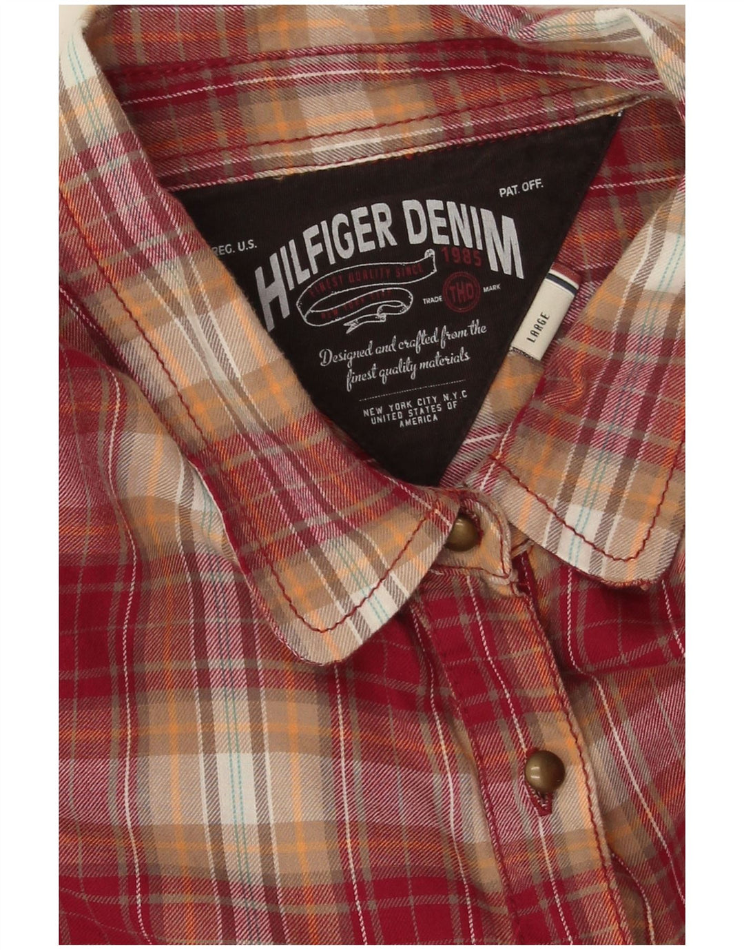 Tommy Hilfiger Womens Pullover Flannel Shirt UK 16 Large Red Check Cotton