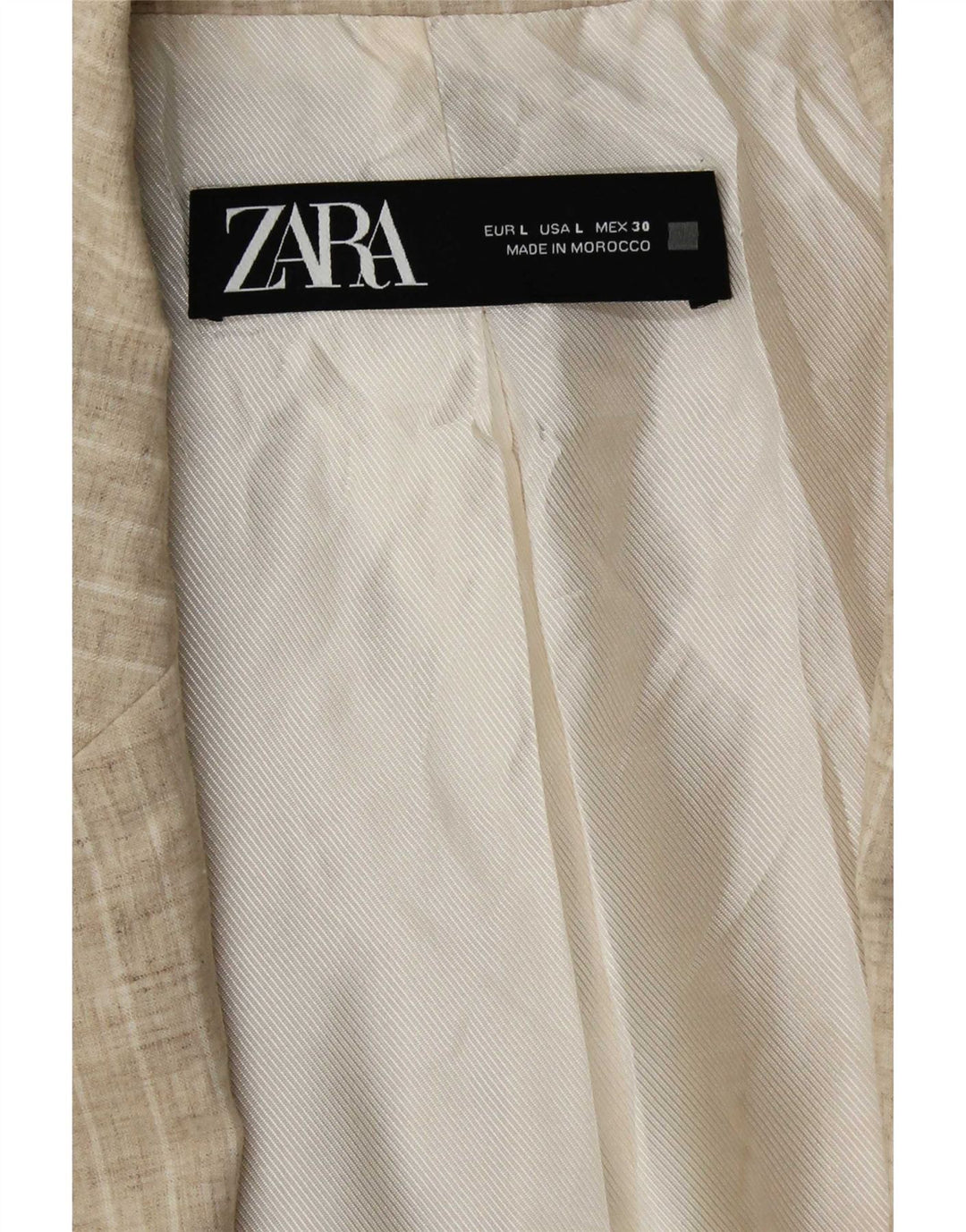 Zara Womens Open Blazer Jacket UK 16 Large Beige Striped