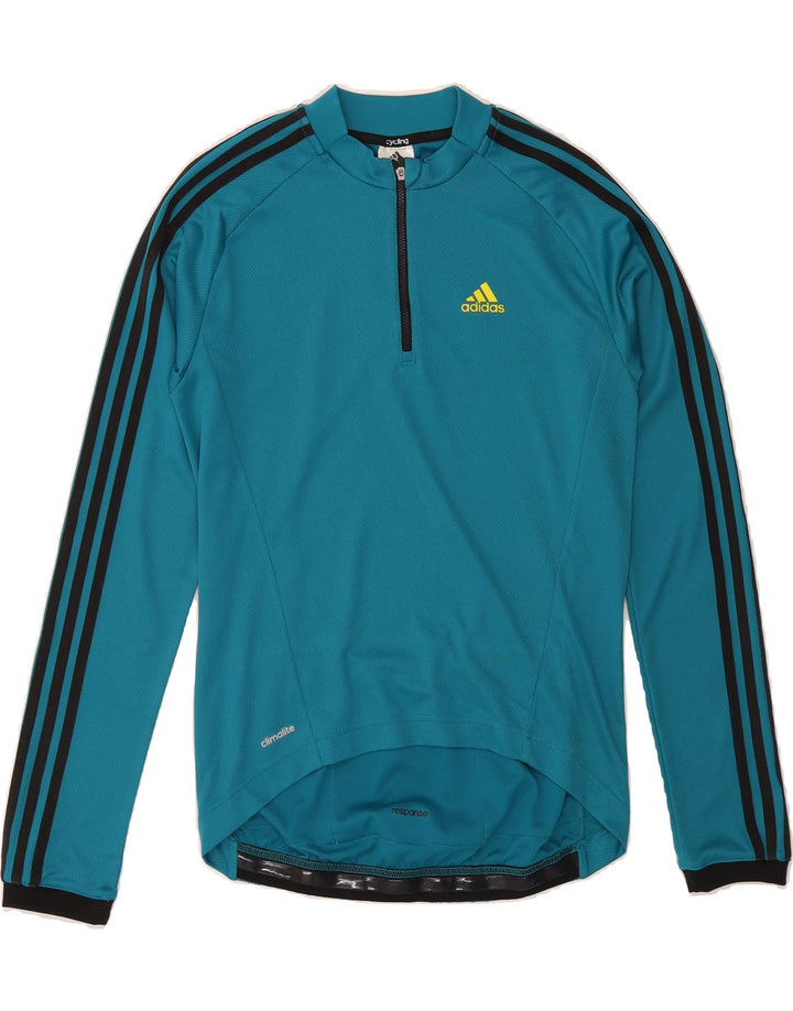 ADIDAS Mens Climalite Pullover Tracksuit Top Small Blue Colourblock Vintage Adidas and Second-Hand Adidas from Messina Hembry 