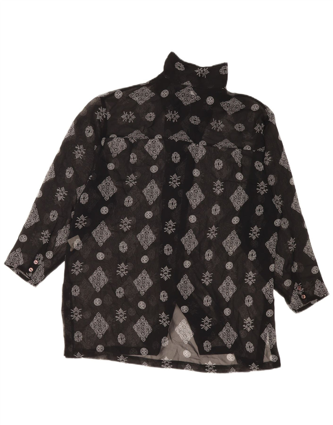 S.Oliver Womens Longline Shirt Blouse EU 36 Small Black Floral Polyester