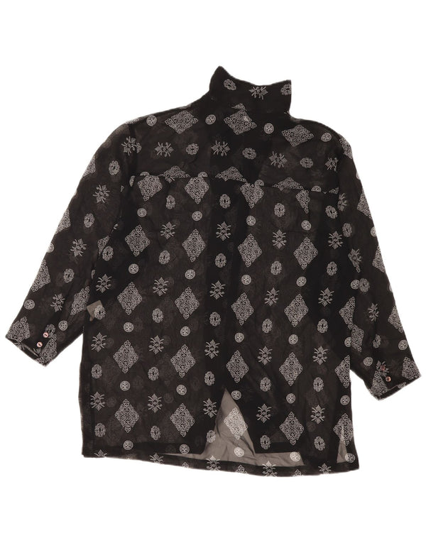 S.Oliver Womens Longline Shirt Blouse EU 36 Small Black Floral Polyester