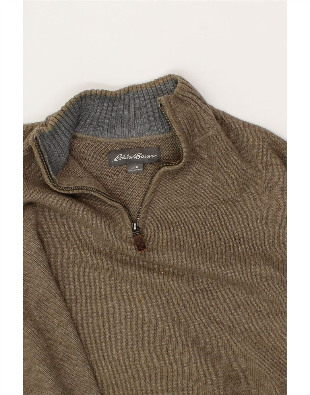 EDDIE BAUER Mens Zip Neck Jumper Sweater XL Grey Cotton Vintage Eddie Bauer and Second-Hand Eddie Bauer from Messina Hembry 