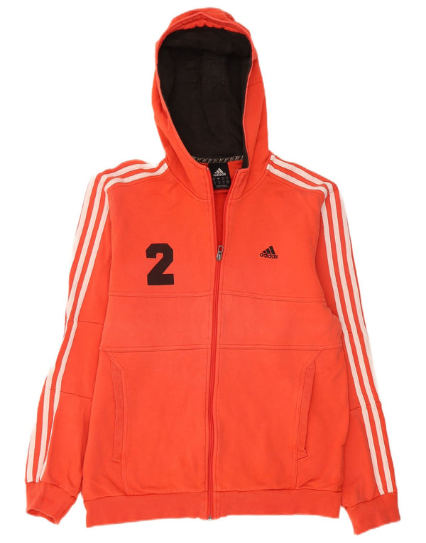 Adidas Mens Graphic Zip Hoodie Sweater Medium Red Cotton
