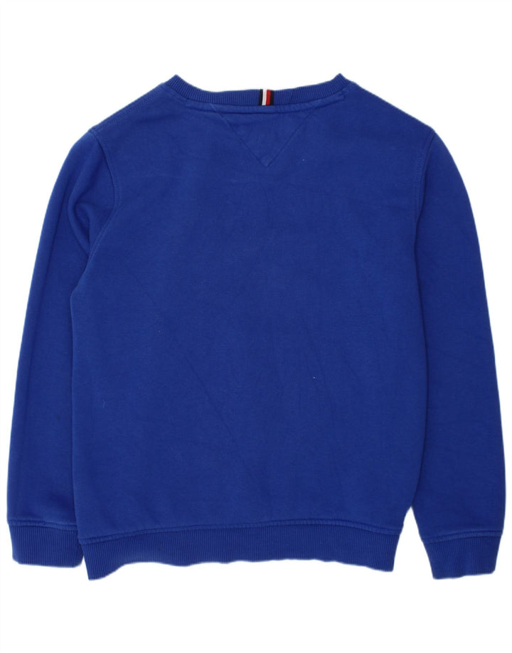 TOMMY HILFIGER Boys Graphic Sweatshirt Jumper 8-9 Years Medium Blue Cotton