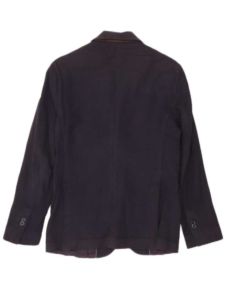 Massimo Dutti Mens 2 Button Blazer Jacket EU 46 Small Navy Blue Cotton