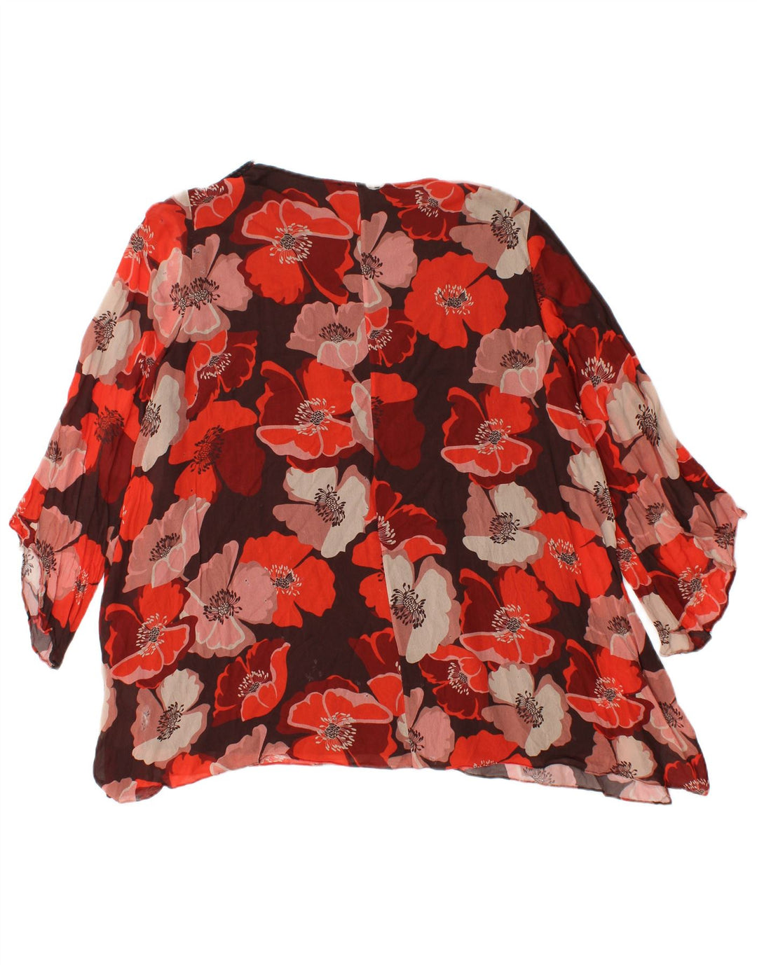 ELENA MIRO Womens 3/4 Sleeve Blouse Top UK 16 Large Red Floral Viscose