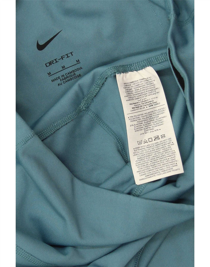 Nike Womens Dri Fit Leggings UK 12 Medium Blue Polyester