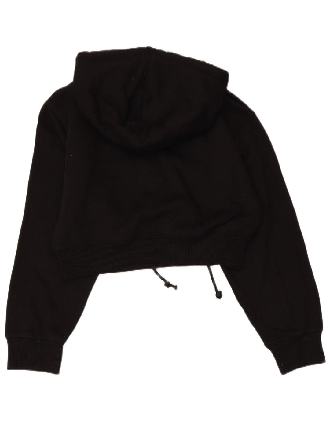 ZARA Womens Crop Hoodie Jumper UK 10 Small Black Polyester