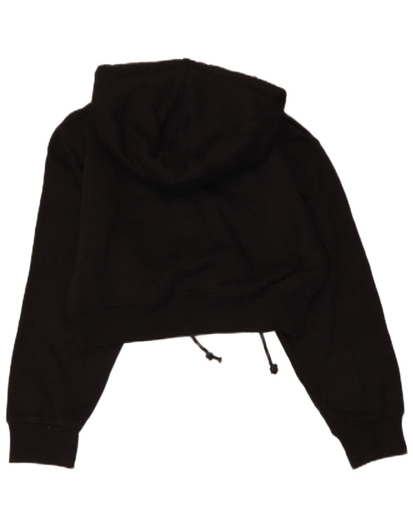 ZARA Womens Crop Hoodie Jumper UK 10 Small Black Polyester
