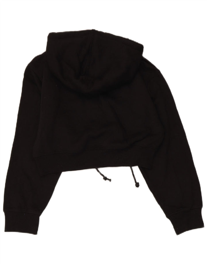 ZARA Womens Crop Hoodie Jumper UK 10 Small Black Polyester