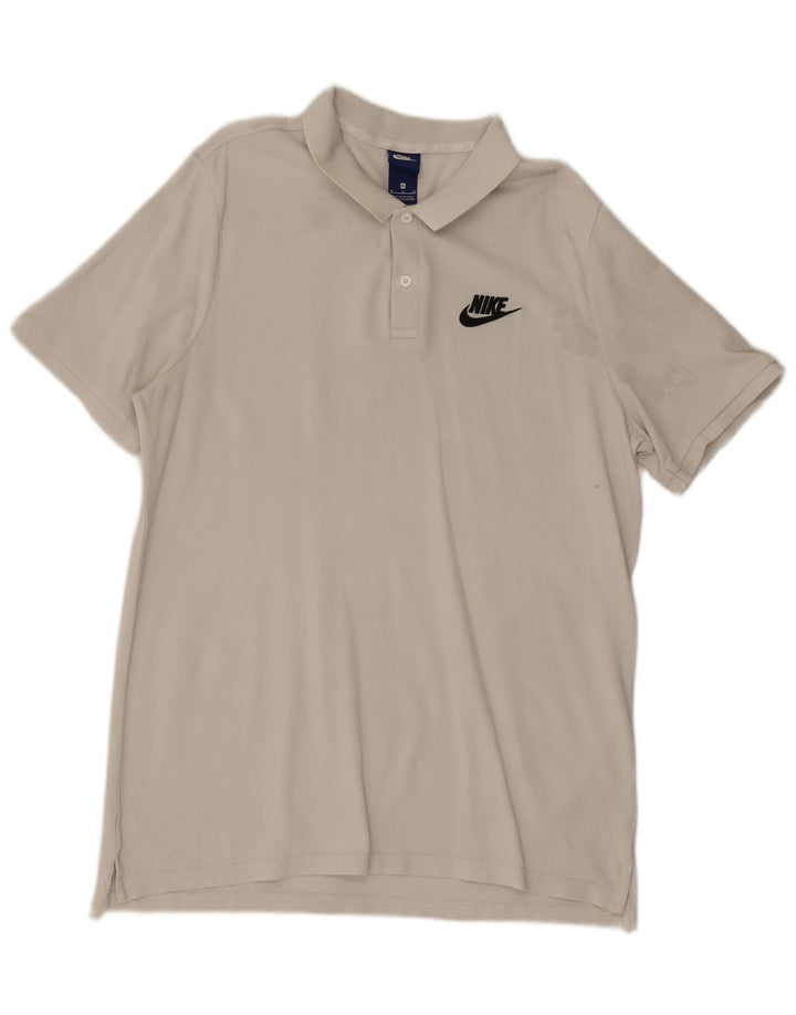 NIKE Mens Polo Shirt XL White Cotton