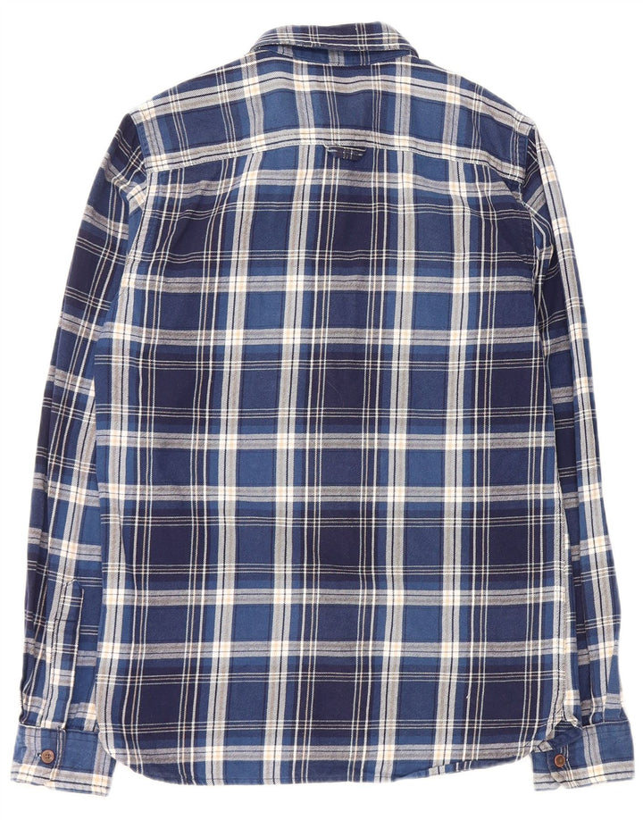 SUPERDRY Mens Flannel Shirt Small Blue Check Cotton