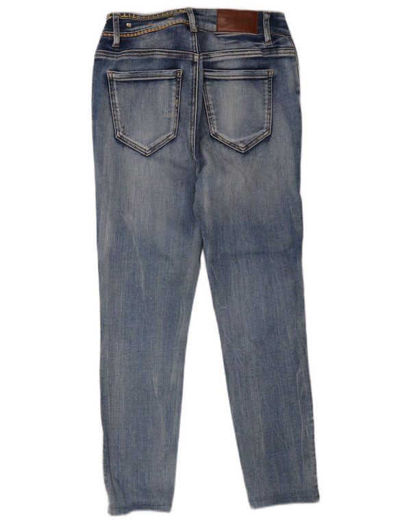 Desigual Womens Graphic Slim Jeans W24 L24 Blue Floral Cotton