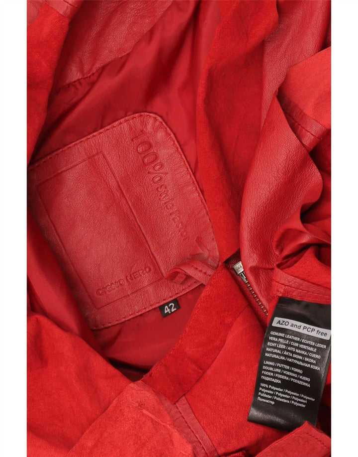 Cigno Nero Womens Leather Blazer Jacket IT 42 Medium Red