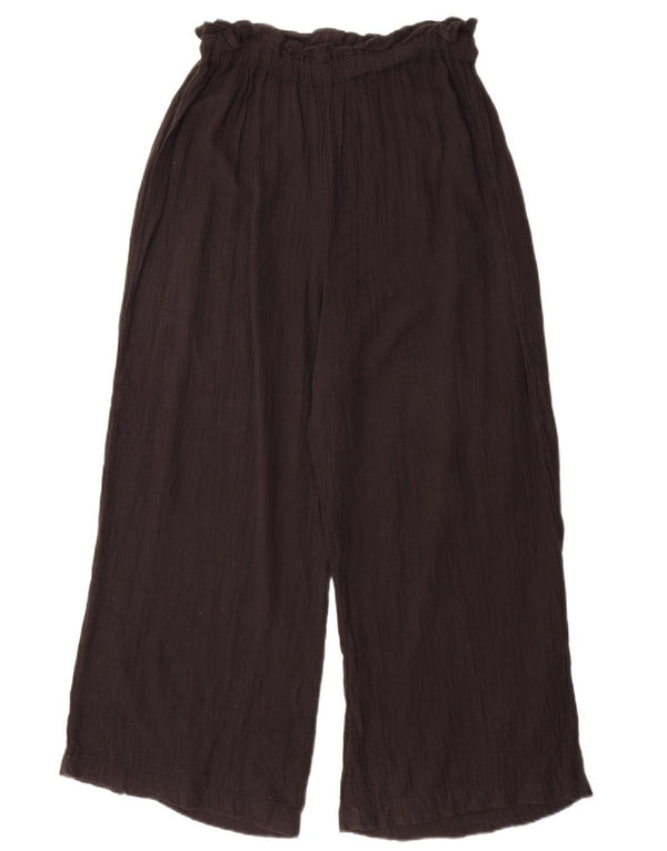 Topshop Womens Petite Wide Leg Casual Trousers Small W27 L29 Black Cotton