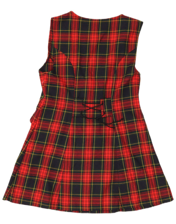 VINTAGE Womens Sleeveless A-Line Dress UK 14 Medium Red Plaid