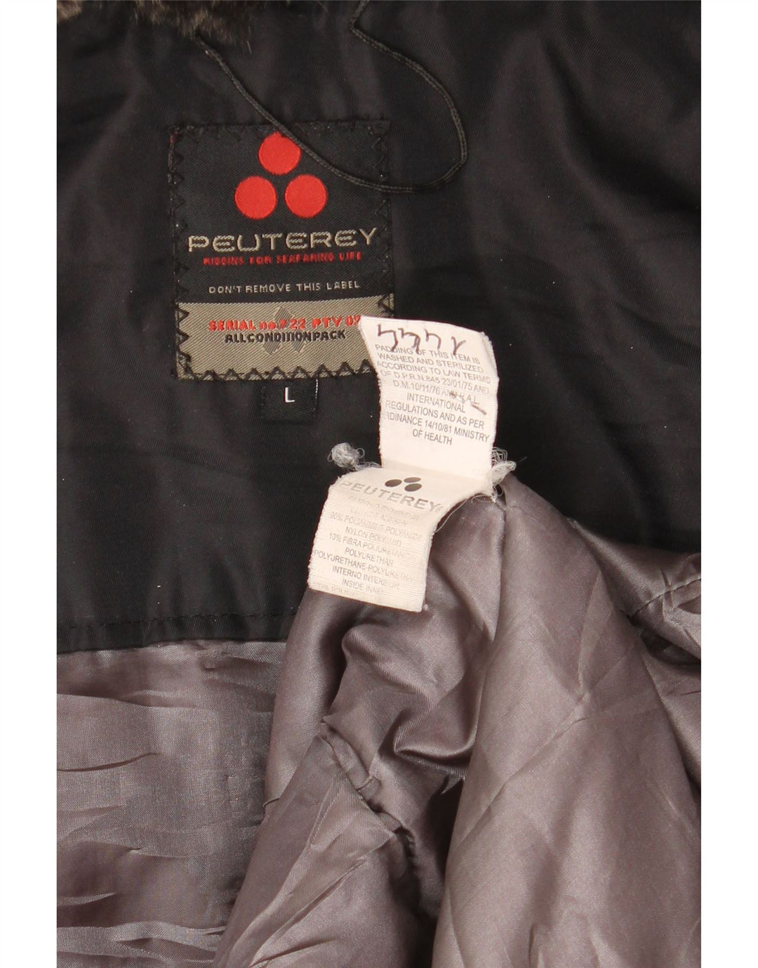 PEUTEREY Womens Padded Jacket UK 16 Large Black Polyamide