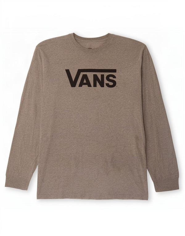 Vans Mens Classic Fit Graphic Top Long Sleeve Large Grey Flecked Cotton