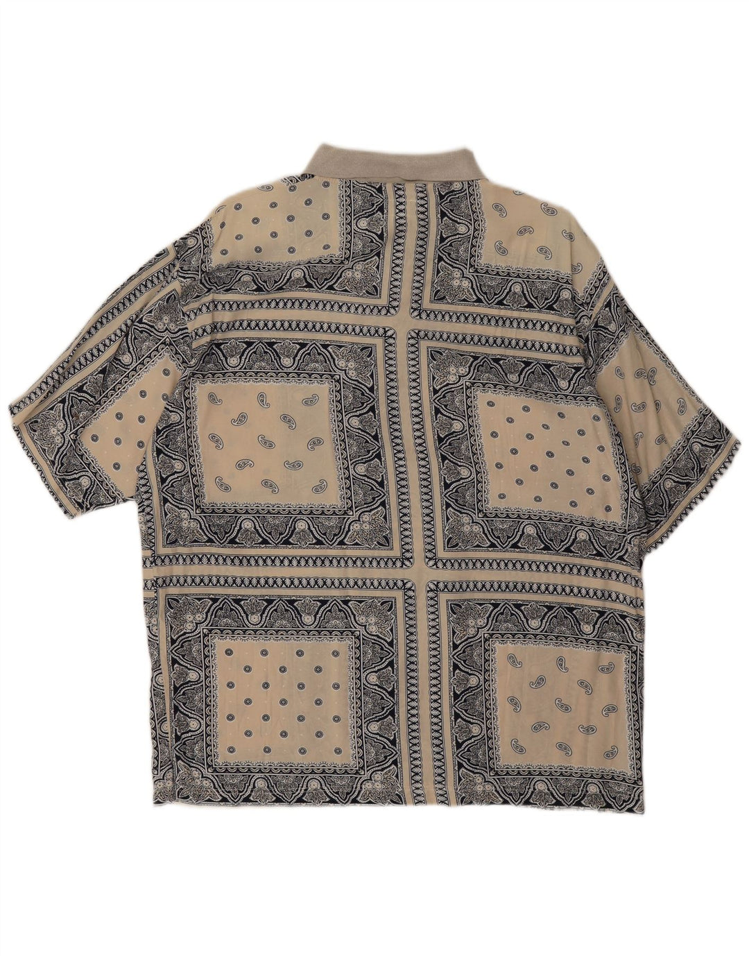 Alcatraz Mens Short Sleeve Pullover Shirt Medium Beige Paisley Viscose